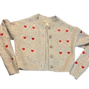 Jessica Simpson Girls' Cardigan Sweater with Red Hearts